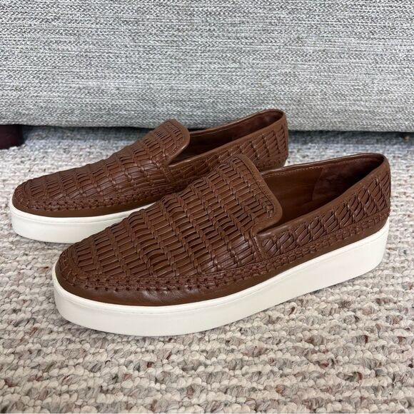 VINCE Stafford Womens Woven Leather Platform Slip On Sneakers - Picture 5 of 15